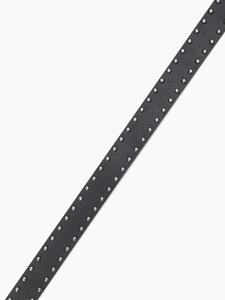 Black leather belt with studs - null - Schwarz | Sisley K image number 5